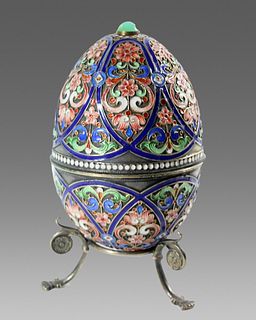 Russian silver and enamel egg. 