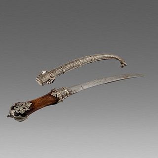 Antique Middle Eastern Silver Dagger. 