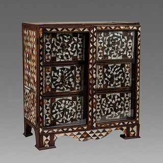 18th century Spanish portuguese Mother Of Pearls Inlaid Cabinet. 