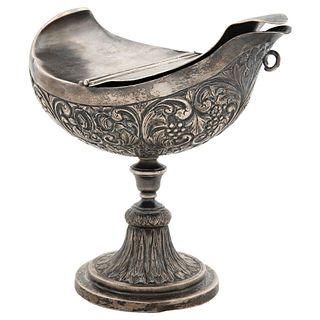 Incense Boat, Mexico, 18th-19th century, Silver, Profusely decorated with rolls, acanthus, floral, plan, and geometric motifs.