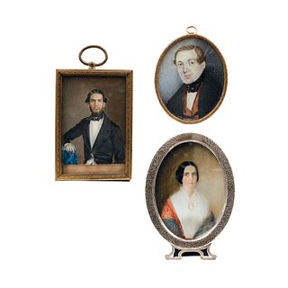 Lot of Three Miniature Portraits, Mexico and USA, 19th century
