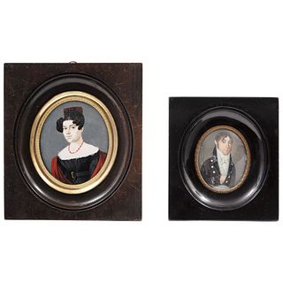 Pair of Miniature Portraits, Europe, 19th century