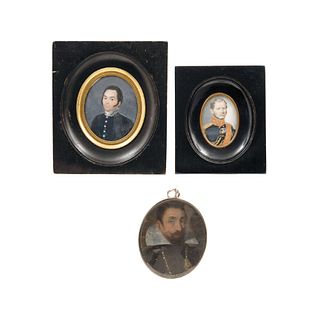Lot of Three Miniature Portraits, Mexico and Europe, 19th century