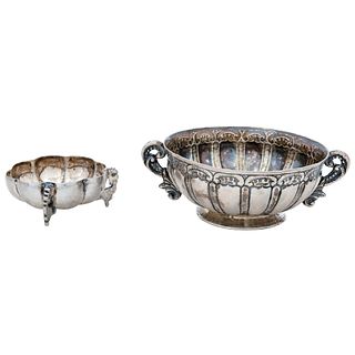 Pair of Bowls, Mexico, 19th century, Silver, Sealed by Cayetano Buitrón
