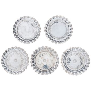 Lot of Plates, Mexico, 19th century, Silver, Salad plates with lobed edges. Assayer seals by Cayetano Buitrón