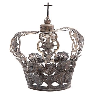 Crown for Religious Figure, Mexico, 19th century, Partially gilt silver