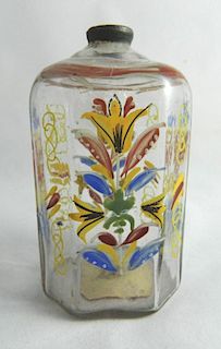 Steigel type glass enamel decorated bottle