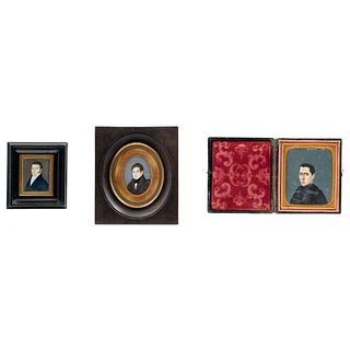 Lot of Three Miniature Portraits, Mexico, 19th century
