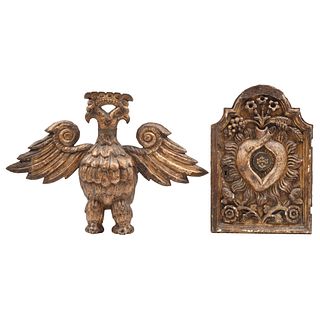 Tabernacle Door and Medal, Mexico, 19th century, Carved, stuccoed, gilded wood