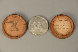 Metal Commemorative Erie Canal Medal with Original Box Designed by Archibald Robertson and Engraved by Charles Cushing Wright, 1826, Medal for Comple