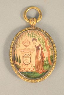 Locket with Oval Painting Memorial marked "MG, ob May 31, 1789", locket with hair marked on reverse "Maria, May 1789".
locket height...