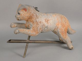 Weathervane in the Form of Jumping Cat, 19th century with remnants of original paint.
height: 24 inches, length of figure: 24 inches.
Provenance: The 
