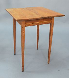 Federal Maple and Tiger Maple Stand having square top over drawer set on icicle inlaid square tapered legs, circa 1800.
height 25 3/4 inches, top 21" 