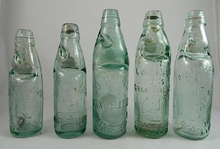 5 Soda aqua codd stopper bottles