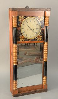 George Washington Emerson Mahogany Mirror Front Clock with two weights and pendulum, Newport, Maine, circa 1830, face signed "G.W. E...