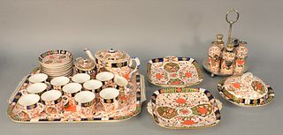 Thirty-One Piece Royal Crown Derby Tea Set, Imari pattern #198, 19th century in classical Japanese Chinoiserie taste, having iron re...