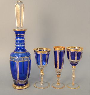 Forty Piece Moser Cabochon Art Glass Set to include twenty-two stemmed wine; eleven champagne flutes, height 8 1/4 inches; decanter ...