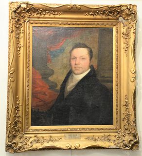 Attributed to John Wesley Jarvis (English/American, 1780 - 1840), portrait of Charles Buxton (1768 - 1833) oil on canvas, unsigned, Victorian gilt fra