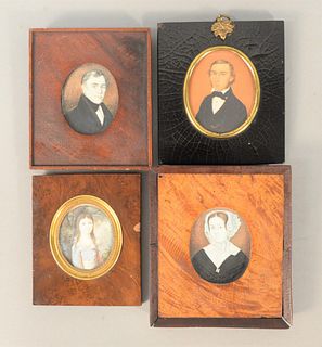Four Miniature Paintings to include pair of Susan & Wallis Mott, attributed to E.L. Fairchild along with one of a man and one of a y...