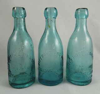 Soda - 3 round aqua bottles