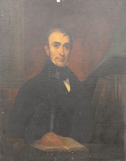 Portrait of Alexander Hodgdon Stevens (1789 - 1869), oil on canvas adhered to board, 19th century.
38" x 30".
Catalog Note: Stevens was a Founding Fel
