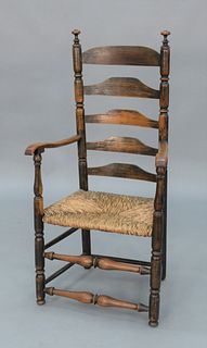 Slat Back Great Chair, having five slats and turned supports, maple and ash, from the Buddinton Shop Tradition, Fairfield, Connecticut, circa 1760 - 1