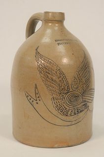 Riedinger & Caire/Poughkeepsie, New York Stoneware Jug, having incised and Blue Eagle Banner decoration, two gallon stamped Riedinge...