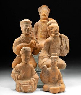 Chinese Tang Pottery Seated Tomb Attendants (5)