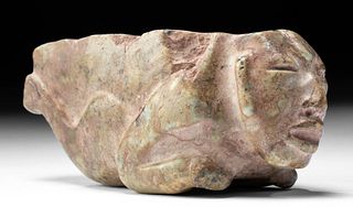 Fine Olmec Jade Figural Vessel w/ Traces of Cinnabar