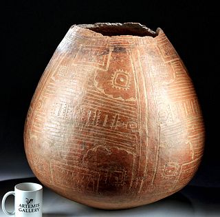 Enormous Marajoara Incised Pottery Urn TL Tested