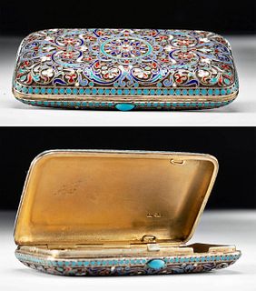 19th C Gustave Klingert Silver Cloisonne Cigarette Case