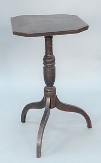 Federal Candlestand with Shaped Top on turned shaft set on tripod base, all in original grain paint, circa 1800.
height 28 3/4 inche...