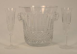 Fifteen St. Louis "Tommy" Crystal Group, to include set of fourteen crystal champagne flutes, height 8 inches each: and a champagne ...