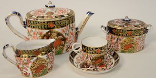 Thirty-three Piece Royal Crown Derby Tea Set, Imari pattern #198, 19th century in classical Japanese chinoiserie taste having iron r...