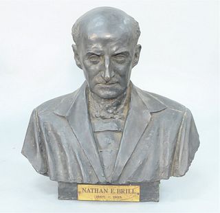 Jo Davidson (1883 - 1952) bronze bust of Nathan E. Brill (1860 - 1924), inscription verso "N.E. Brill Jo Davidson 1925", signed on v...