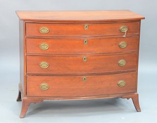 Federal Cherry Bowed Front Chest with four drawers on flared French feet with original brasses, probably Connecticut.
height 35 1/4 ...