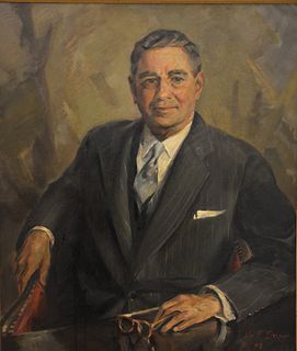 William Franklin Draper (American, 1912 - 2003), portrait of Robert Louis Levy (1888 - 1974), oil on canvas, 1958, signed "Wm. F. Dr...