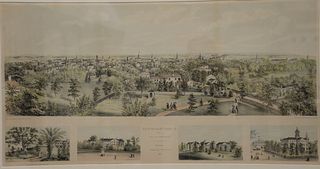 Whitefield color lithograph, View of Hartford, Ct from the Deaf and Dumb Asylum, published New York by Whitefield, sight size 18" x 36".