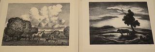 Rare Group of Six Etchings and Lithographs to include three Thomas Hart Benton (1889 - 1975), "Flood" sheet size 11 3/4" x 16", and ...