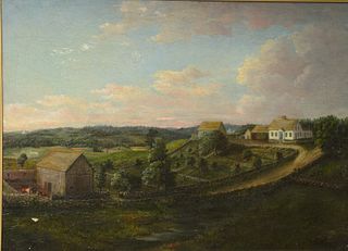 New England Farm Scene, 19th century, unsigned, (relined), 24" x 32 1/2". 
Provenance: Provenance: The Provenance: The Estate of Diana Atwood Johnson,