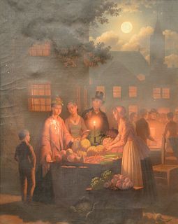 Johann Mongels Culverhouse (1820 - 1891), oil on canvas, candlelit market scene at night, signed lower left J. M. Culverhouse, 20 1/...