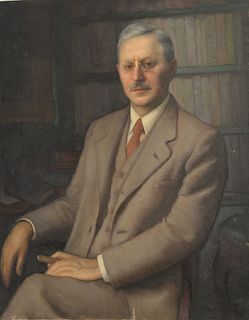 Attributed to Vittorio Borriello (Italian, 1896 - 1974), portrait of Edward Henry Lewinski Corwin (1885 - 1953), oil on canvas, unsi...