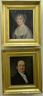 Pair of Portraits of Dr. and Mrs.Thomas Cock in gilt frame, oil on canvas, unsigned, two old labels verso, 21 1/4" x 17". Provenance...