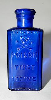 Poison cobalt rectangle bottle
