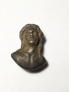 Silver Roman Bust of Apollo c.2nd-3rd Cent. CE. Size 21 mm. 