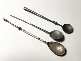 A Lot of 3 Silver Roman Medical Spoons c.1st-3rd Cent. CE. 