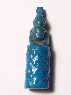 A Faience Egyptian Amulet of a Canopic Jar of Imsety Late Dynastic Period. 664-332 BCE.