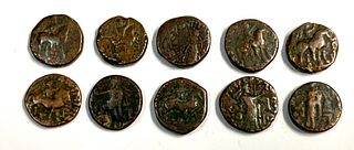 Lot of 10 Indo Sasanian Bronze Coins Tetradrachm.