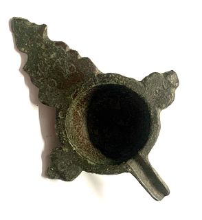 Islamic Bronze Oil lamp c.8th-12th century AD. Size 4 3/4 inches length. Ex NYC