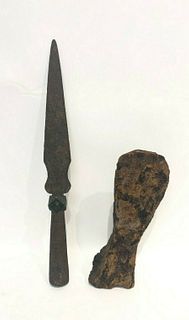 Lot of 2 Ancient Roman Iron Axe/Spear c.4th cent AD. 